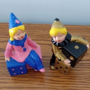 Handmade Clown Figurine Set Of 2 Childs Bedroom Decoration